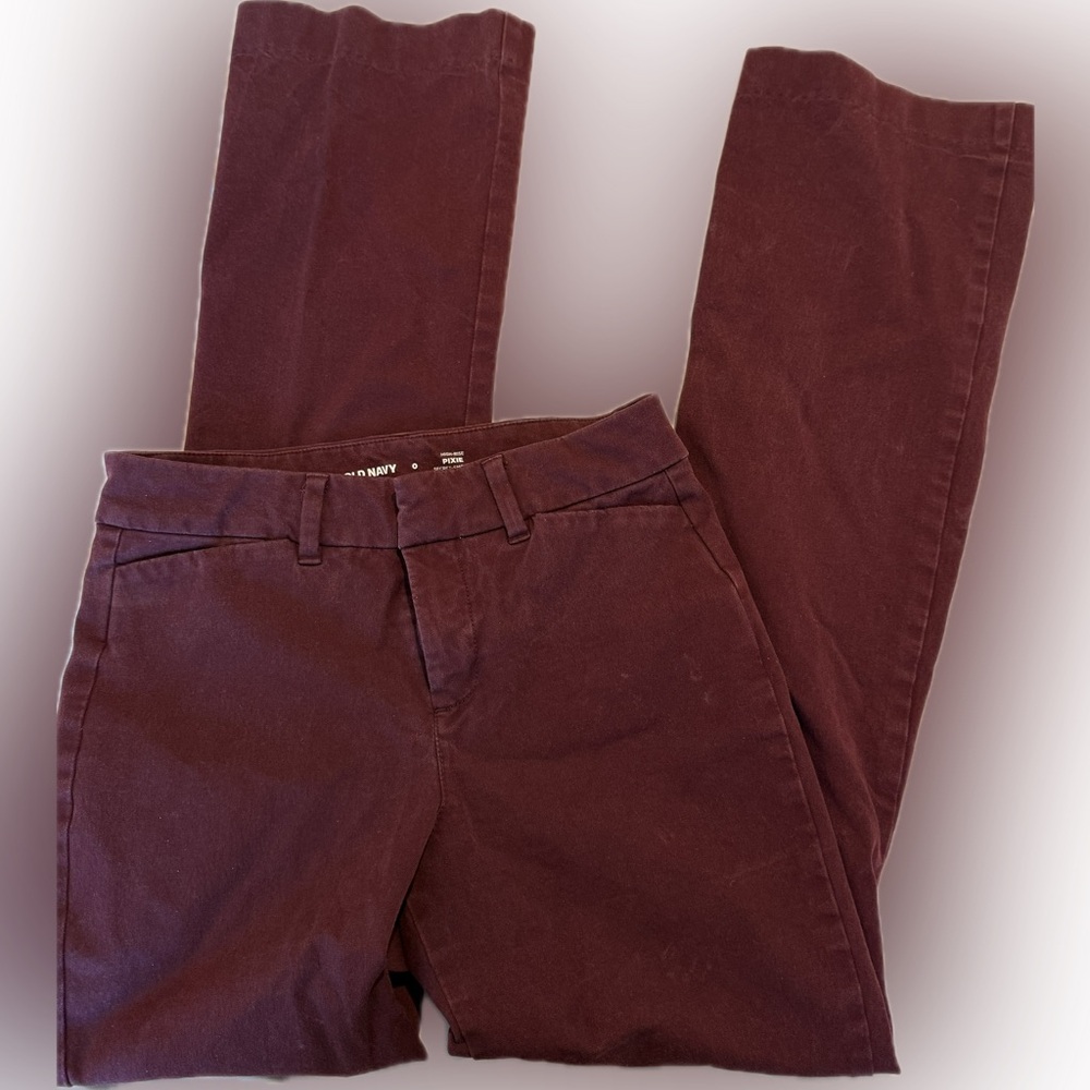 Old Navy Burgundy High-Rise Pixie Pants